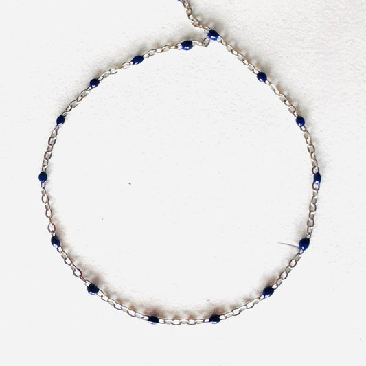Silver work navy accent beads