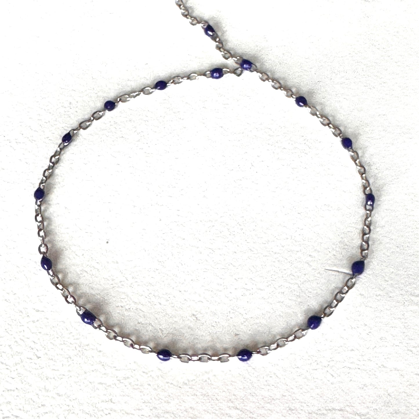 Silver work navy accent beads